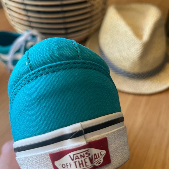Vans Old Skool Skate Teal and White Athletic Shoes - Picture 5 of 5